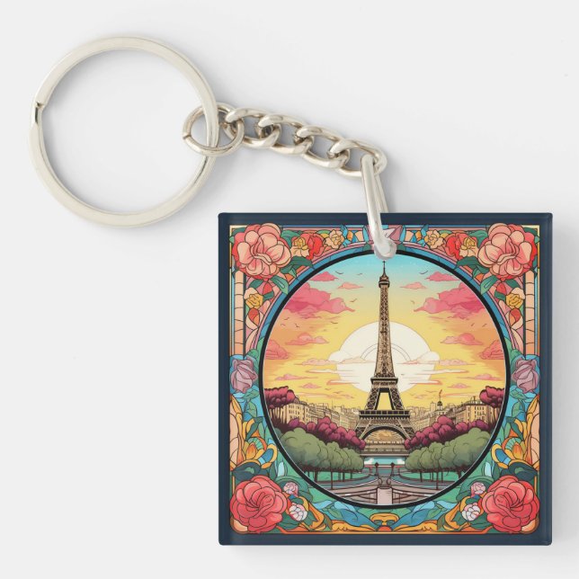 Pariser Sonnenuntergang Eifel Tower Paris Französi Schlüsselanhänger (Vorderseite)