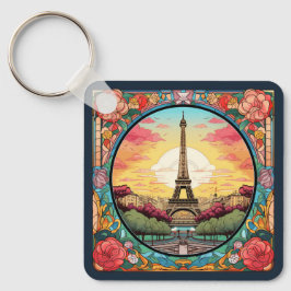 Pariser Sonnenuntergang Eifel Tower Paris Französi Schlüsselanhänger