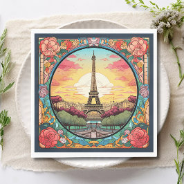 Pariser Sonnenuntergang Eifel Tower Paris Französi Serviette
