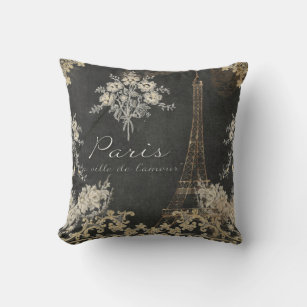 Pariser Stadt Liebe Eiffelturm Blumengestalt Kissen