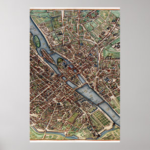 Pariser Stadtplan alt Poster