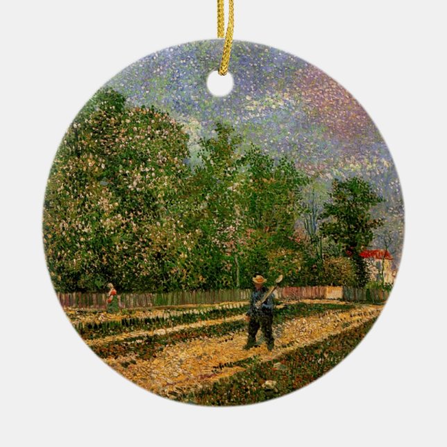 Pariser Straße mit Bauern von Vincent van Gogh Keramikornament (Vorne)