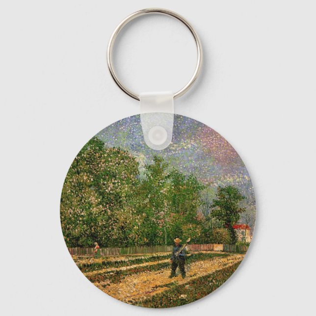 Pariser Straße mit Bauern von Vincent van Gogh Schlüsselanhänger (Vorderseite)