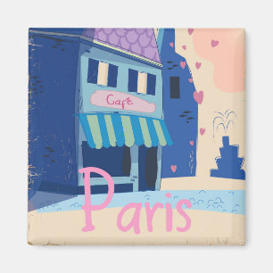 Pariser Straße Vintage-Cartoon Magnet