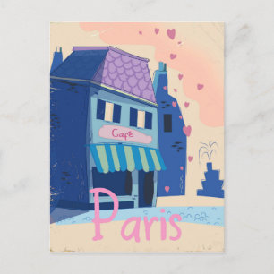 Pariser Straße Vintage-Cartoon Postkarte