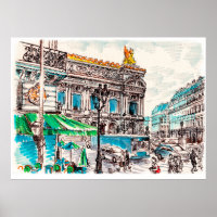 Pariser Straßenansicht des Theaters Wicked cafe pe