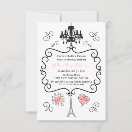 Pariser Themenabend - 3 x 5 Geburtstagsparty Einla Einladung