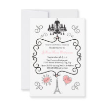 Pariser Themenbereich - 3x5 Bridal Dusche Einladun
