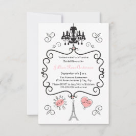 Pariser Themenbereich - 3x5 Bridal Dusche Einladun Einladung