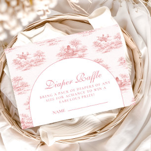 Pariser Toile Baby Shower Rosa Windel-Raffelspiel Begleitkarte