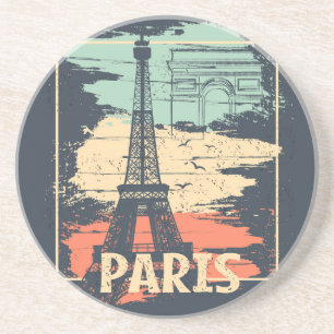 Pariser Typografie: abstraktes Eiffel-Turm-Plakat. Getränkeuntersetzer