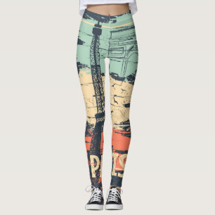 Pariser Typografie: abstraktes Eiffel-Turm-Plakat. Leggings