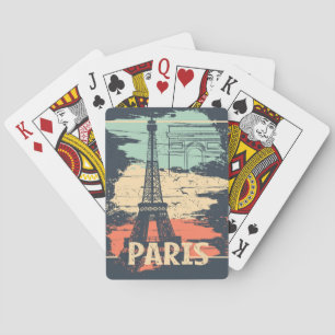 Pariser Typografie: abstraktes Eiffel-Turm-Plakat. Spielkarten