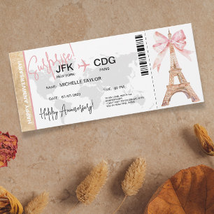 Pariser Überraschungsjubiläum Boarding Ticket Einladung