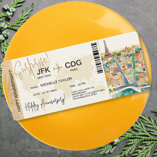 Pariser Überraschungsjubiläum Boarding Ticket Einladung