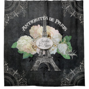 Pariser Vintag Fleur Jardin Paris Eiffel Tower Duschvorhang