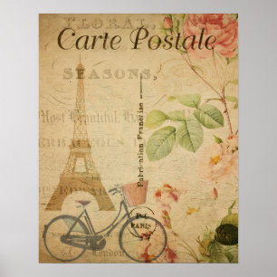 Pariser Vintage mit Eiffelturm Poster