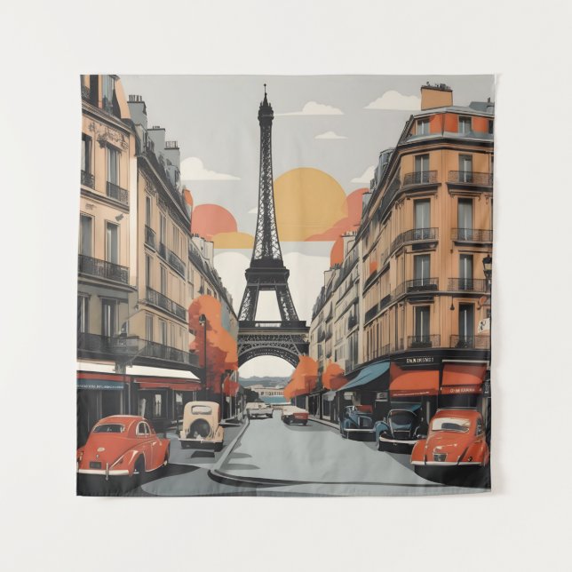 Pariser Vintage-Poster Wandteppich (Vorderseite)