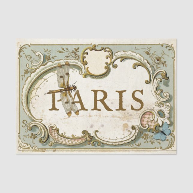 Pariser Vintager Frame Dragonfly Butterfly Seidenpapier (Vorderseite)