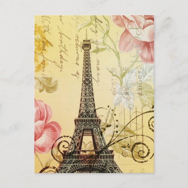 Pariser Vintager Pariser Eiffelturm Postkarte (Vorderseite)