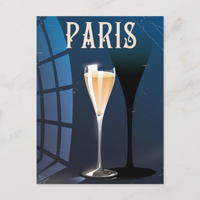 Pariser Wein trinken Vintages Reiseplakat Postkarte (Vorderseite)