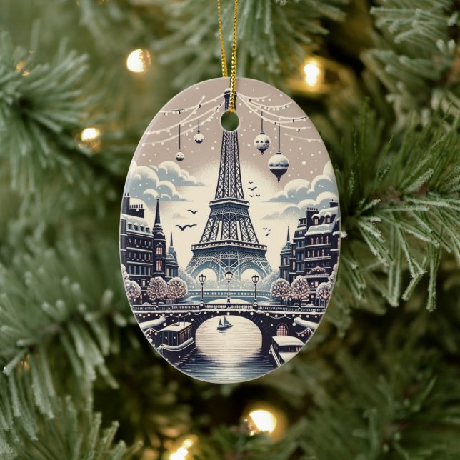 Pariser Winter Elegance - Weihnachten in der Stadt Keramik Ornament (Baum)