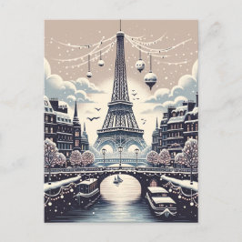 Pariser Winter Elegance - Weihnachten in der Stadt Postkarte