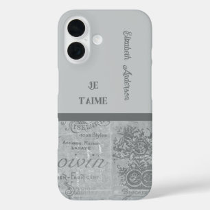 Pariserin in Liebe französisches Vintage-Schreibpa iPhone 16 Hülle