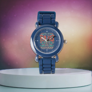 Parisian Bloom Liebe Symphony Kids Blue Silicone Armbanduhr