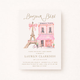 Parisian Café Bonjour Bébé Baby Shower Invitation Einladung