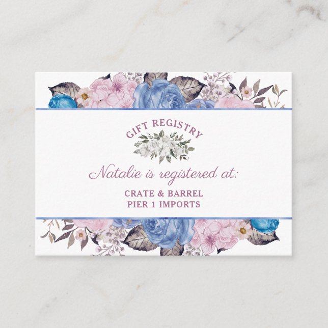 Parisian Charm Floral Brautparty Gift Registry Begleitkarte (Vorderseite)