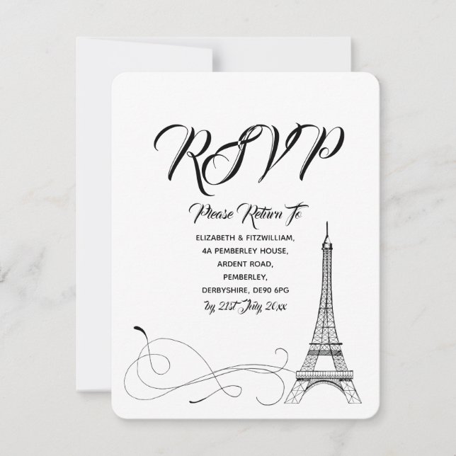 Parisian Doodles Wedding RSVP (Vorderseite)