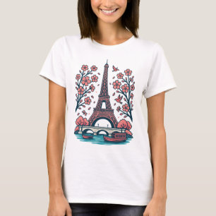 Parisian Souvenir Eiffel Tower Paris Kirschbaum T-Shirt
