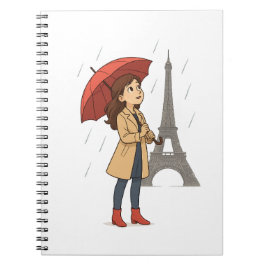 Parisian Wonder" – Dziewczyna z parasolką pod Wież Notizblock