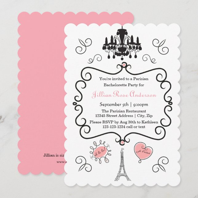 Parisien à thème - Invitation à la Bachelorette Pa (Devant / Derrière)