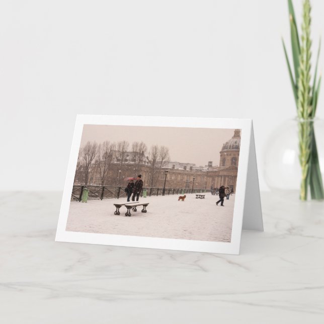 Parisien Marchant À Travers La Carte De Voeux De N (Devant)