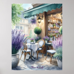 Parisienne Café mit Lavender Blooms Poster