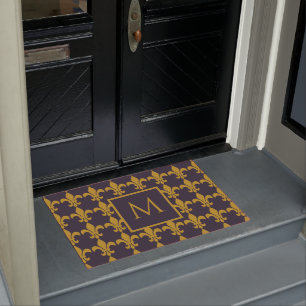 Parisienne Navy Gold Fluer De Lis Mit Monogramm Fußmatte