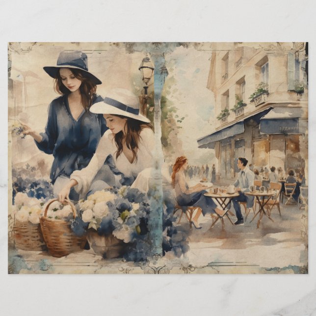 Parisienne Streets Junk Journal-Seite (Vorderseite)