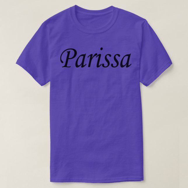 Parissa schwarzer Namensbuchstabe T-Shirt (Design vorne)