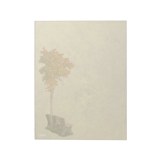 Park Bench Beneath Tree - 11" x 8,5" Notepad Notizblock (Rotiert)