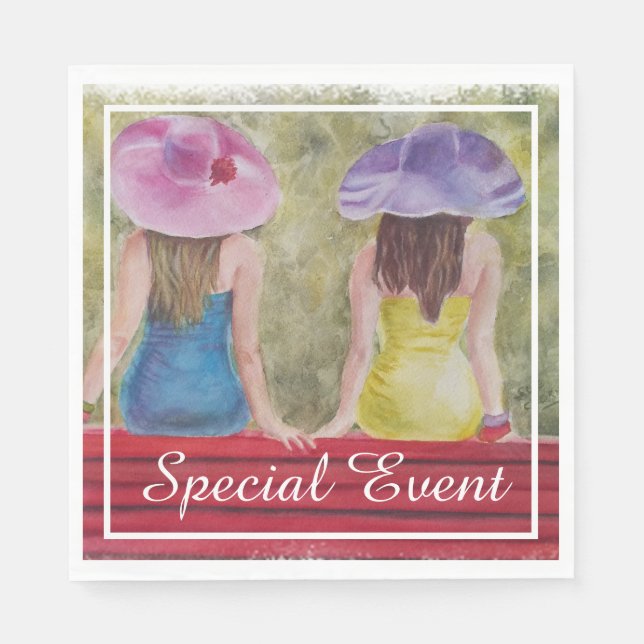 PARK BENCH GIRLFRIENDS PARTY SERVIETTE (Vorderseite)