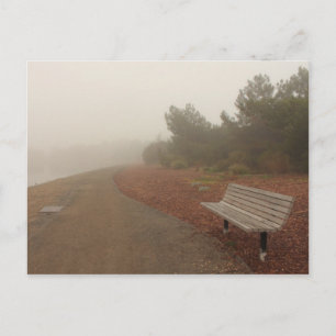 Park-Bench im Nebel Postkarte