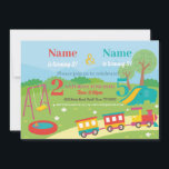 Park Birthday Kids Girls Boys Jegliches Alters Joi Einladung<br><div class="desc">Park Kindergeburtstag Girls Boys Any Age Joint Party,  ideal für zwei Kinder,  die an einem Geburtstag teilnehmen. Ändern Sie einfach den Text,  um Ihr Party Anzug. Rückdruck im Lieferumfang enthalten.</div>