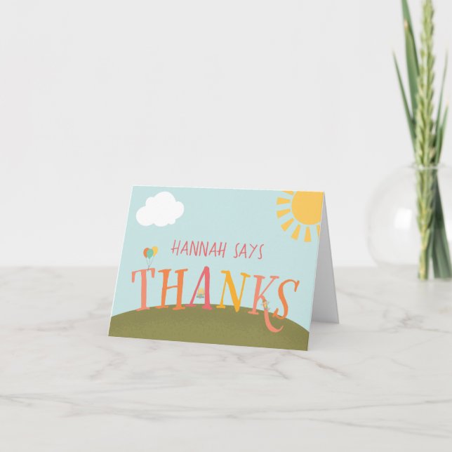 Park Birthday Party Danke Karte - Mädchen (Vorderseite)