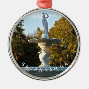 Park-Brunnen-Foto der Savanne-GA der Andenken-  Silbernes Ornament