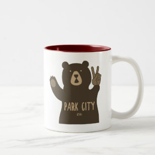 Park City Utah Friedensbär Zweifarbige Tasse