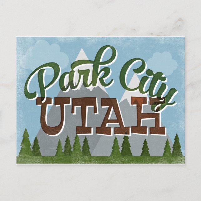 Park City Utah Fun Retro Snowy Mountains Postkarte (Vorderseite)
