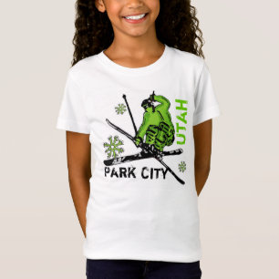 Park City Utah Green Theme Ski Girls Tee