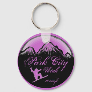 Park City Utah lila Snowboard Art Schlüsselanhänge Schlüsselanhänger